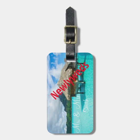 新婚者の新婚旅行の休暇の荷物のラベル ラゲッジタグ (正面縦)