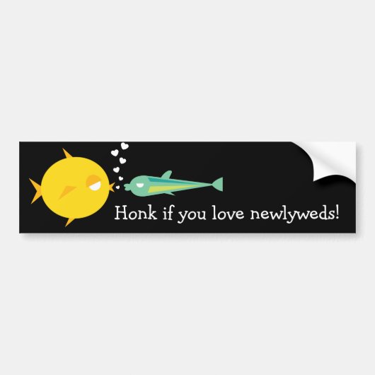 新婚者を愛すればFish_Deep Love_Honkは行きます バンパーステッカー (正面)