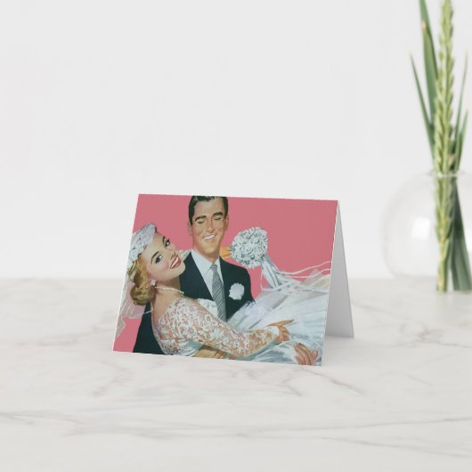 新婚者を結婚するヴィンテージ花嫁及び新郎は感謝していしています サンキューカード (正面)