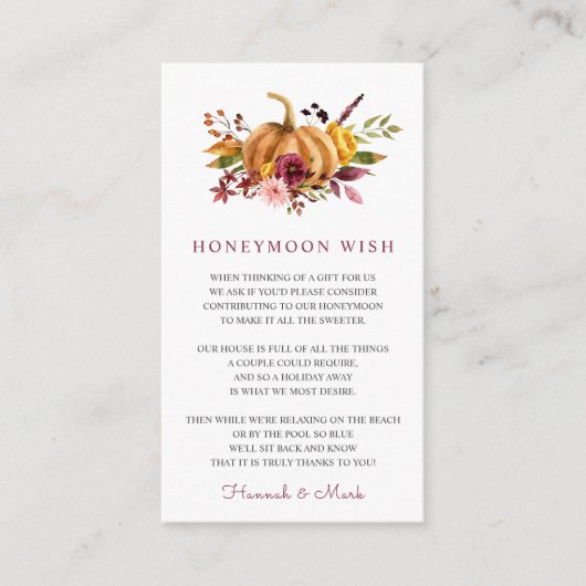 新婚記念のお願いカード エンクロージャーカード (正面)