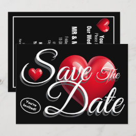 新婚記念日をお祝いするハートのウェディングSave The Date 招待状