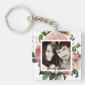 新婚赤面ピンクローゼズボタニカルフローラ写真 キーホルダー (正面)