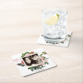 新婚赤面ピンクローゼズボタニカルフローラ写真 スクエアペーパーコースター (インサイチュ)