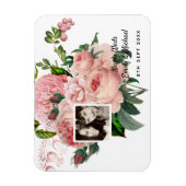 新婚赤面ピンクローゼズボタニカルフローラ写真 マグネット (縦)