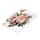 新婚赤面ピンクローゼズボタニカルフローラ写真 マグネット (左側)