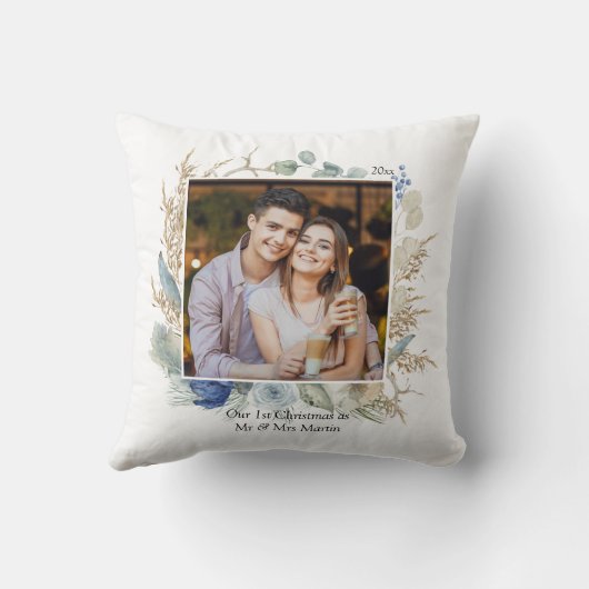 新婚1回目のクリスマスMr. & Mrs. Chicフローラ写真 クッション (裏面)