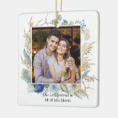 新婚1回目のクリスマスMr. & Mrs. Chicフローラ写真 セラミックオーナメント (左)