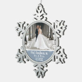 新婚1stクリスマスフォトダスティブルー スノーフレークピューターオーナメント (右)