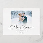 新婚2フォトスクリプト結婚したリトルクリスマス 箔シーズンカード (裏面)