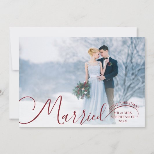 新婚2人クリスマス写真台紙 結婚したての小さなクリスマス シーズンカード (正面)