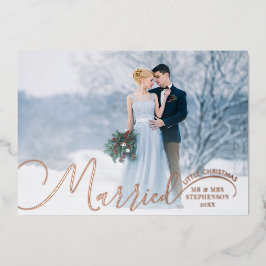 新婚2枚フォトスクリプト結婚したリトルクリスマスF 箔シーズンカード
