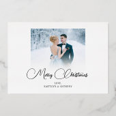 新婚2枚フォトスクリプト結婚したリトルクリスマスF 箔シーズンカード (裏面)