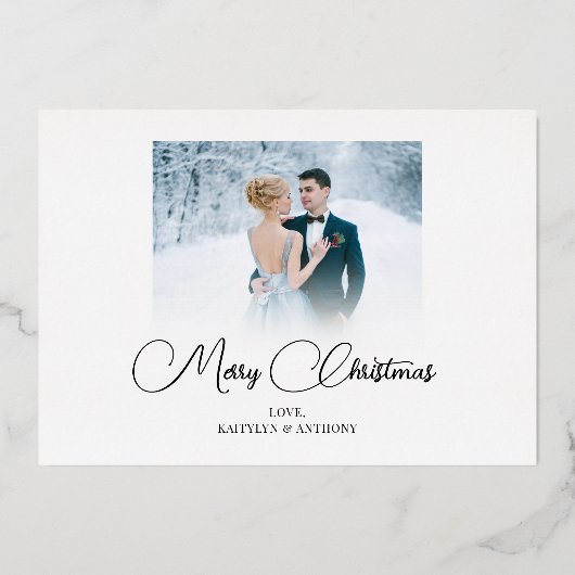 新婚2枚フォトスクリプト結婚したリトルクリスマスF 箔シーズンカード (裏面)