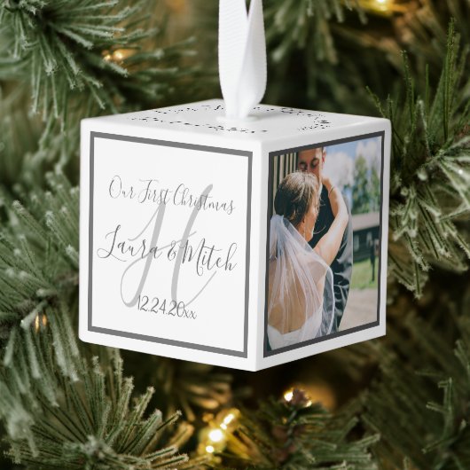 新婚3フォトカスタムグリッドキューブOrn キューブオーナメント (ツリー)