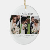 新婚3枚の写真結婚のクリスマス セラミックオーナメント (右)