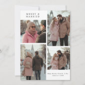 新婚4枚の写真とメリークリス結婚したマス シーズンカード (正面)