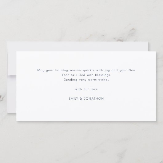 新婚4枚の写真ネイビーメリークリスマス シーズンカード (裏面)