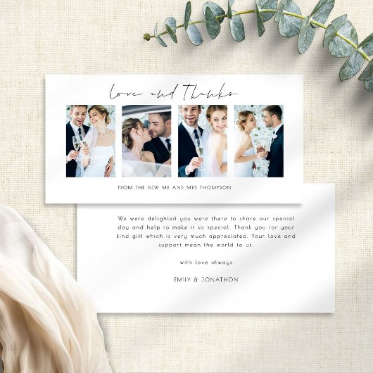 新婚4枚の写真愛と感謝していサンキューカード シーズンカード