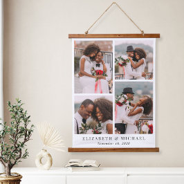 新婚4枚フォトコラージュ結婚ズ 吊り下げ型タペストリー
