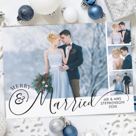 新婚5枚写真のクリスマスカード 結婚のご挨拶 シーズンカード
