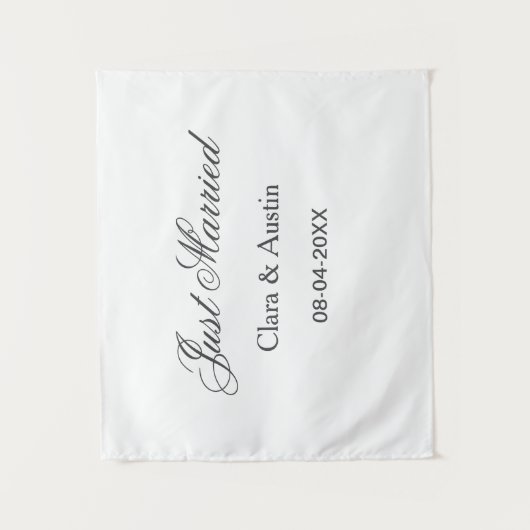 新婚 カップル名 日付 年 結婚式 シンプル タペストリー (正面)