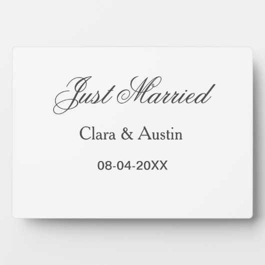 新婚 カップル名 日付 年 結婚式 シンプル フォトプラーク (正面)