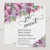 新婚 タイポグラフィ ワイルドフラワー ゴールド コンフェッティ 招待状 (正面/裏面)