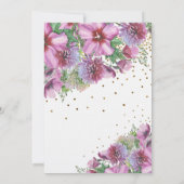 新婚 タイポグラフィ ワイルドフラワー ゴールド コンフェッティ 招待状 (裏面)