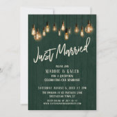 新婚 ダークグリーン ウッド エジソン ライト 招待状 (正面)