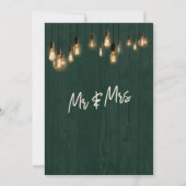 新婚 ダークグリーン ウッド エジソン ライト 招待状 (裏面)