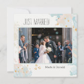 新婚 ブルー コーラル アブストラクト マーブル ゴールド シーズンカード (正面)