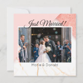 新婚 モダン ピンク ゴールド グリッター マーブル シーズンカード (正面)