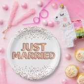 新婚 ローズゴールド ウェディング バルーン ペーパープレート (パーティー)