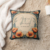 新婚 ヴィンテージ フラワー モノグラム ポピー アートヌーボー クッション (ブランケット)
