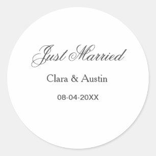 新婚+夫婦名+日付+年+結婚式 ラウンドシール