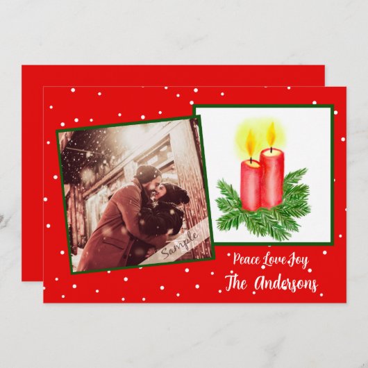 新婚、当社の初めてのクリスマス+写真 シーズンカード (正面/裏面)