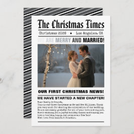 新婚 私たちの初めてのクリスマス 新聞スタイルの写真 シーズンカード