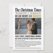 新婚 私たちの初めてのクリスマス 新聞スタイルの写真 シーズンカード (正面)