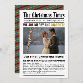 新婚 私たちの初めてのクリスマス 新聞スタイルの写真 シーズンカード