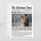 新婚 私たちの初めてのクリスマス 新聞スタイルの写真 シーズンカード (正面)