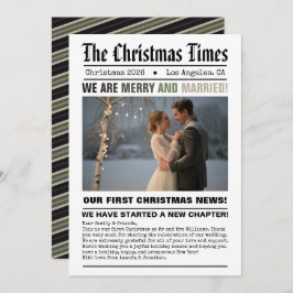 新婚 私たちの初めてのクリスマス 新聞スタイルの写真 シーズンカード