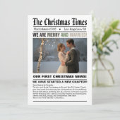 新婚 私たちの初めてのクリスマス 新聞スタイルの写真 シーズンカード (スタンド正面)