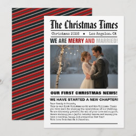 新婚 私たちの初めてのクリスマス 新聞スタイルの写真 シーズンカード
