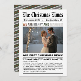 新婚 私たちの初めてのクリスマス 新聞スタイルの写真 シーズンカード