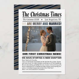 新婚 私たちの初めてのクリスマス 新聞スタイルの写真 シーズンカード