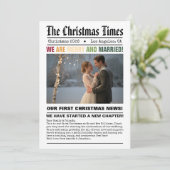 新婚 私たちの初めてのクリスマス 新聞スタイルの写真 シーズンカード (スタンド正面)