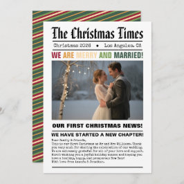 新婚 私たちの初めてのクリスマス 新聞スタイルの写真 シーズンカード