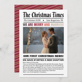 新婚 私たちの初めてのクリスマス 新聞スタイルの写真 シーズンカード