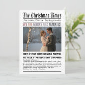 新婚 私たちの初めてのクリスマス 新聞スタイルの写真 シーズンカード (スタンド正面)