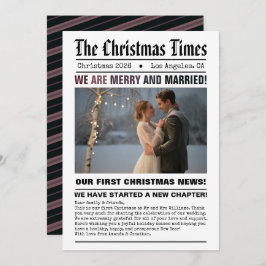 新婚 私たちの初めてのクリスマス 新聞スタイルの写真 シーズンカード